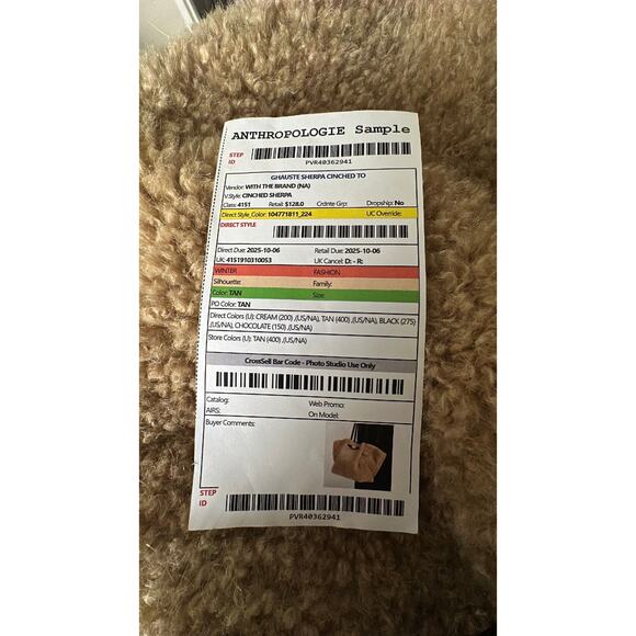 $128! By Anthropologie Belted Sherpa Tote Bag In Tan Sample - Picture 6 of 7